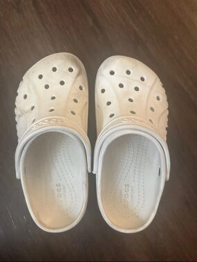 Crocs J3 White Unisex Kids Clog Casual Shoes Size 3 Rubber